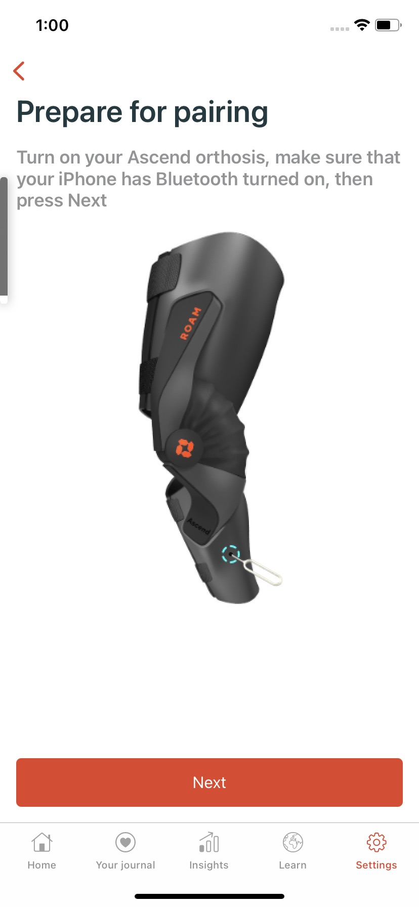 Bluetooth pairing flow for the Ascend powerpack
